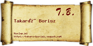 Takaró Borisz névjegykártya